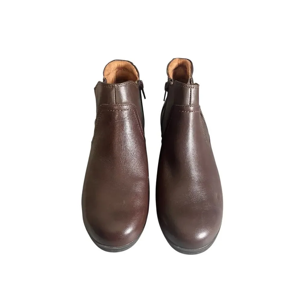 Cobb Hill Women’s 7.5 Crosbie Gore Brown Leather Ankle Boots